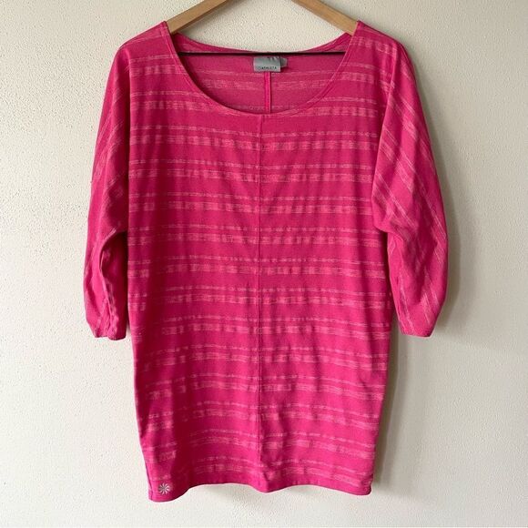 Athleta Pink Shimmer Stripe Dory Dolman Tunic Top - Size: Small - Picture 1 of 6
